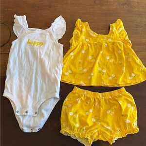 Carter's White and Yellow Floral Kids Set